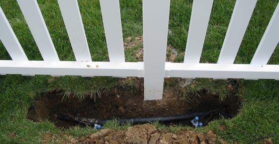 Repaired Pipe and Wire - Hit when Fence was Installed